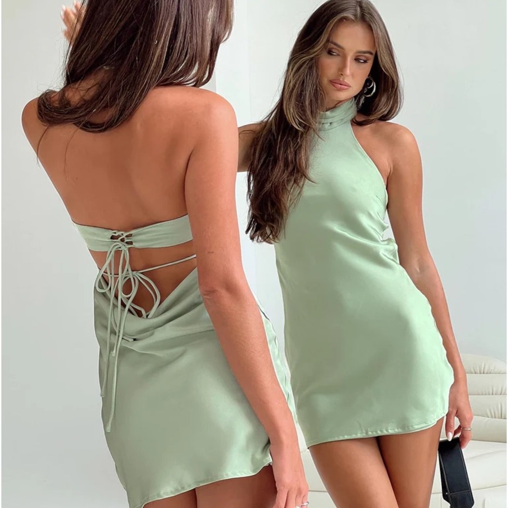 Princess Polly Take Me Back Mini Dress Sage Size 0
